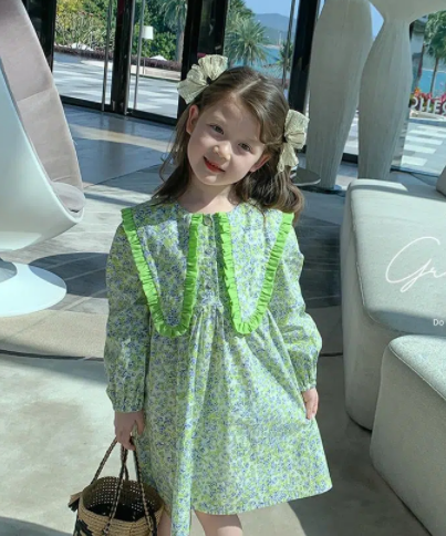 KYII Kids Girls Summer Round-neck Dress Casual Loose Dress kyii0058