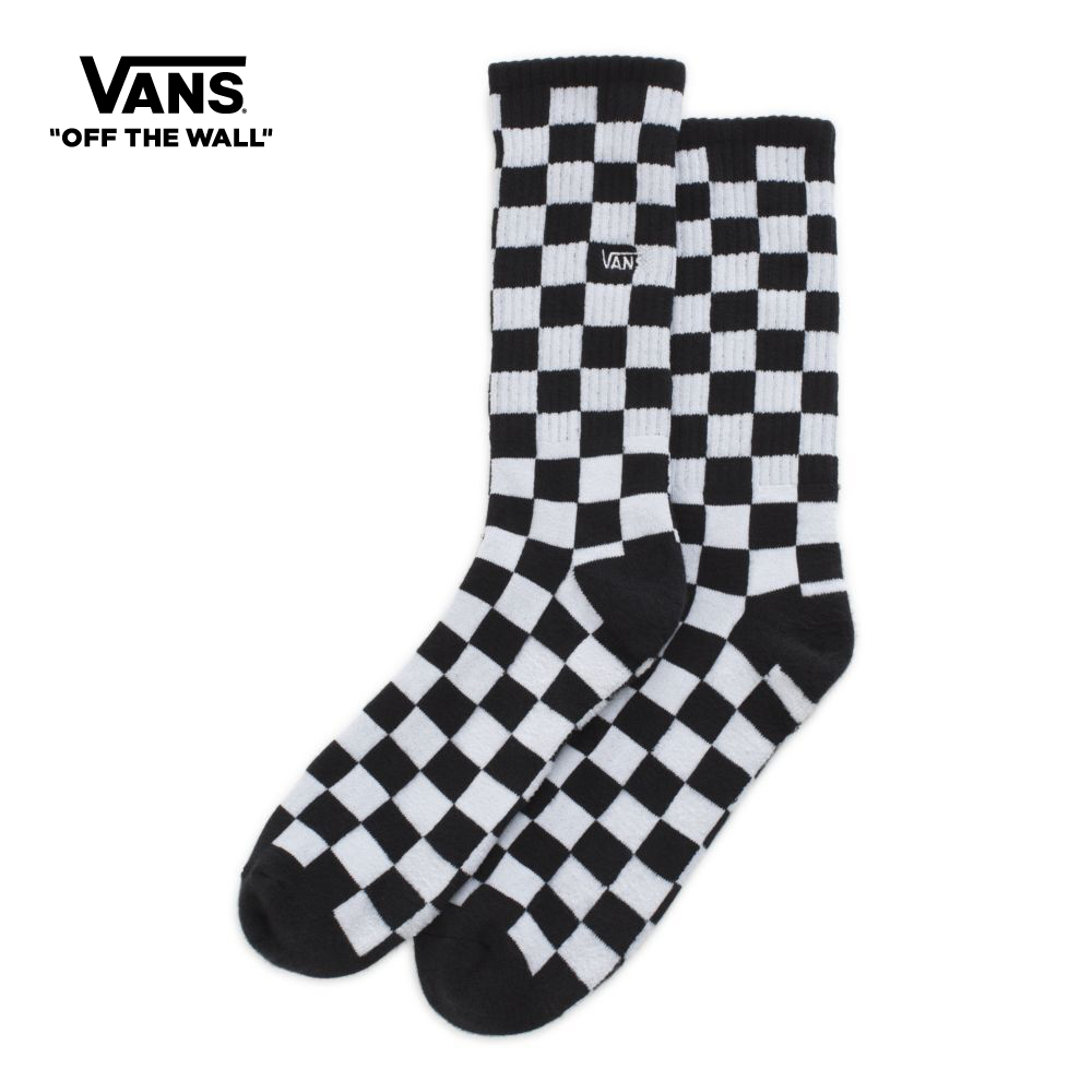 Vans Checkerboard Crew Socks (Size 6.5-9, 1 Pair) Men Socks Black VN0A3H3NHU01